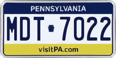 PA license plate MDT7022