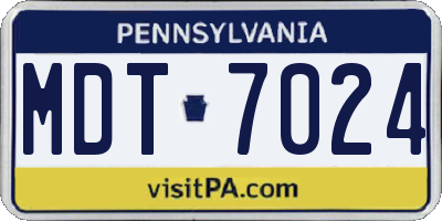 PA license plate MDT7024