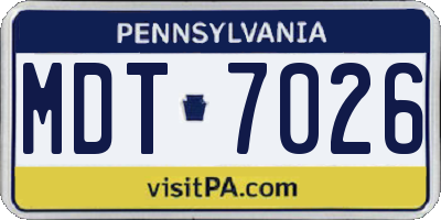 PA license plate MDT7026