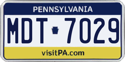 PA license plate MDT7029