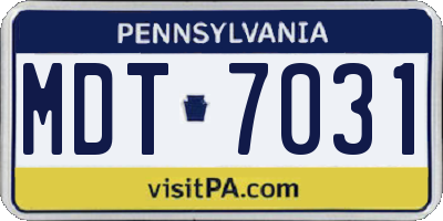 PA license plate MDT7031