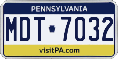 PA license plate MDT7032