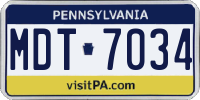 PA license plate MDT7034