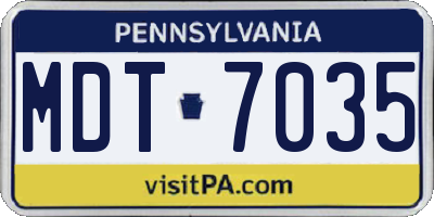 PA license plate MDT7035