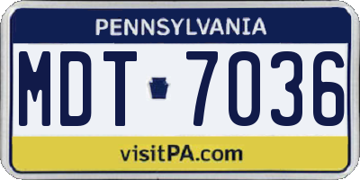 PA license plate MDT7036