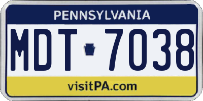 PA license plate MDT7038