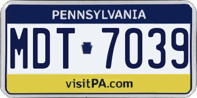 PA license plate MDT7039