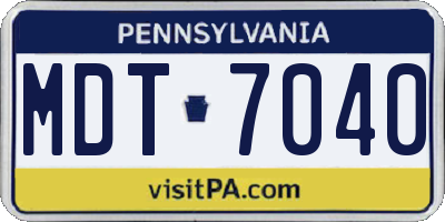 PA license plate MDT7040