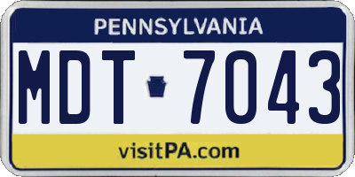 PA license plate MDT7043