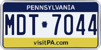 PA license plate MDT7044