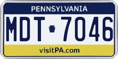 PA license plate MDT7046