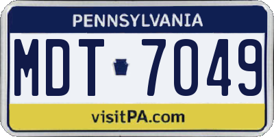 PA license plate MDT7049