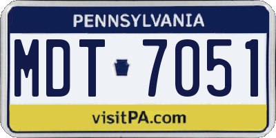 PA license plate MDT7051