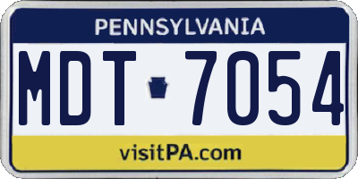 PA license plate MDT7054