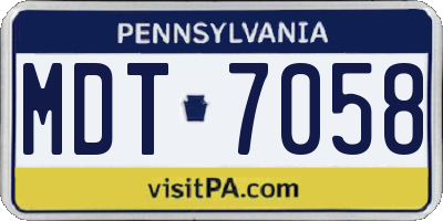 PA license plate MDT7058