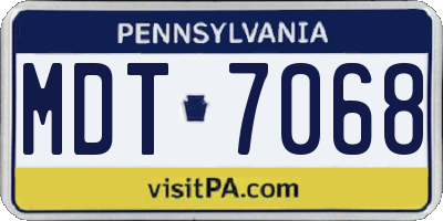 PA license plate MDT7068