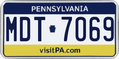PA license plate MDT7069