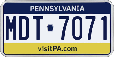 PA license plate MDT7071