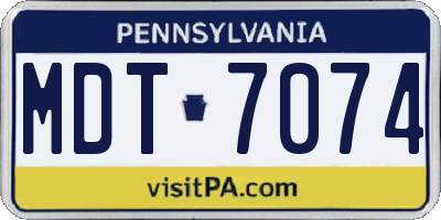 PA license plate MDT7074