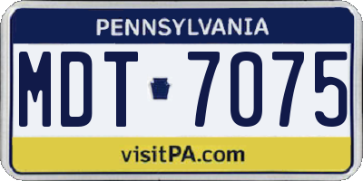 PA license plate MDT7075