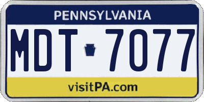 PA license plate MDT7077
