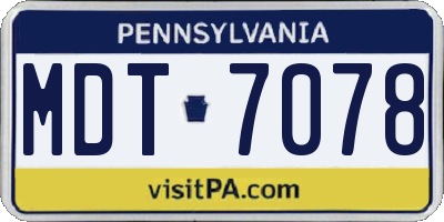 PA license plate MDT7078