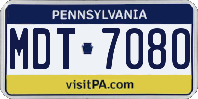 PA license plate MDT7080
