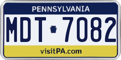 PA license plate MDT7082