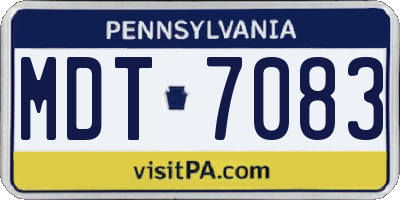 PA license plate MDT7083
