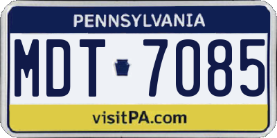 PA license plate MDT7085