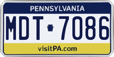 PA license plate MDT7086