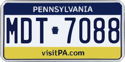 PA license plate MDT7088