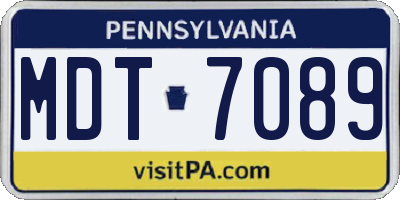PA license plate MDT7089