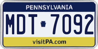 PA license plate MDT7092