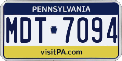 PA license plate MDT7094