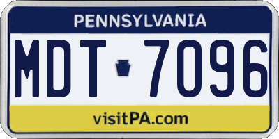 PA license plate MDT7096