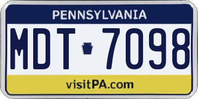 PA license plate MDT7098