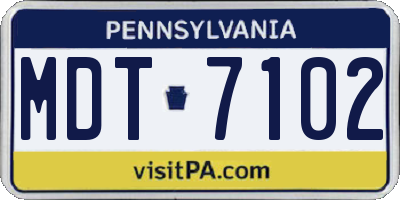 PA license plate MDT7102