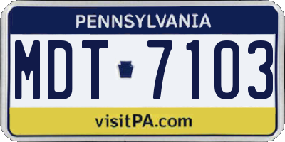 PA license plate MDT7103