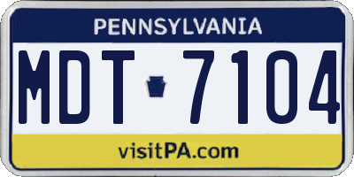 PA license plate MDT7104