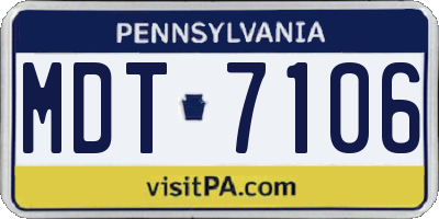PA license plate MDT7106