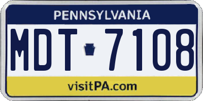 PA license plate MDT7108