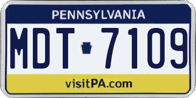 PA license plate MDT7109