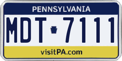 PA license plate MDT7111