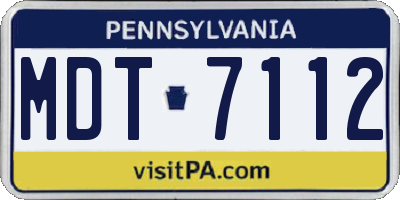 PA license plate MDT7112