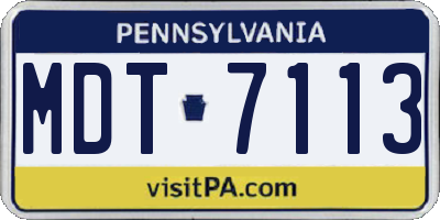 PA license plate MDT7113