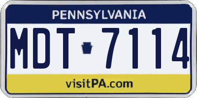 PA license plate MDT7114