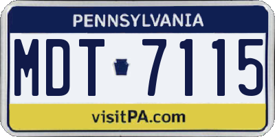 PA license plate MDT7115