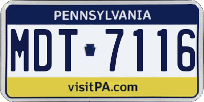 PA license plate MDT7116