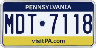 PA license plate MDT7118